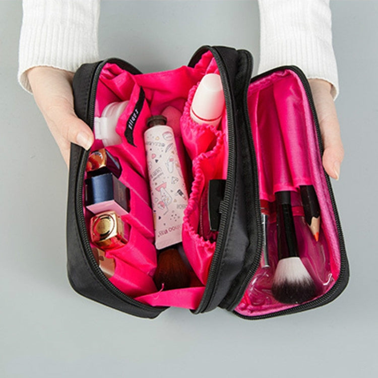 2 PCS Nylon Cloth Double Zipper Large Capacity Portable Cosmetic Bag With Double Layer Travel Toiletry Storage Bag