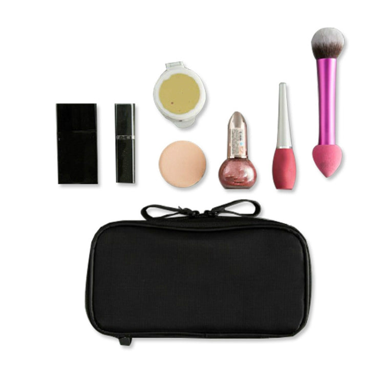 2 PCS Nylon Cloth Double Zipper Large Capacity Portable Cosmetic Bag With Double Layer Travel Toiletry Storage Bag
