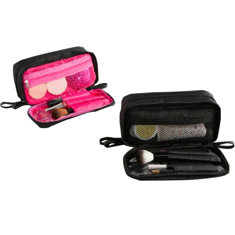 2 PCS Nylon Cloth Double Zipper Large Capacity Portable Cosmetic Bag With Double Layer Travel Toiletry Storage Bag