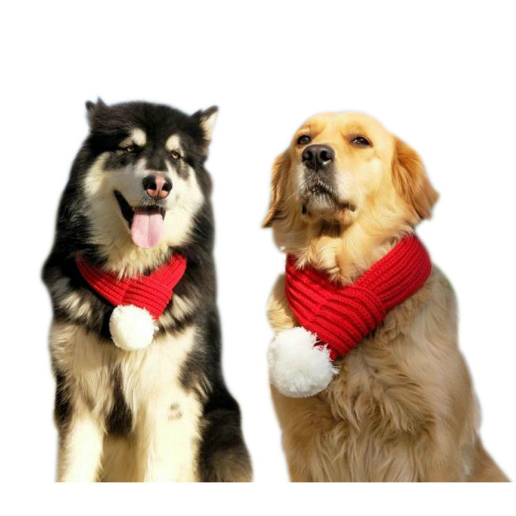 Pet Christmas Wool Scarf Medium & Large Dog Saliva Towel, Size: XXS