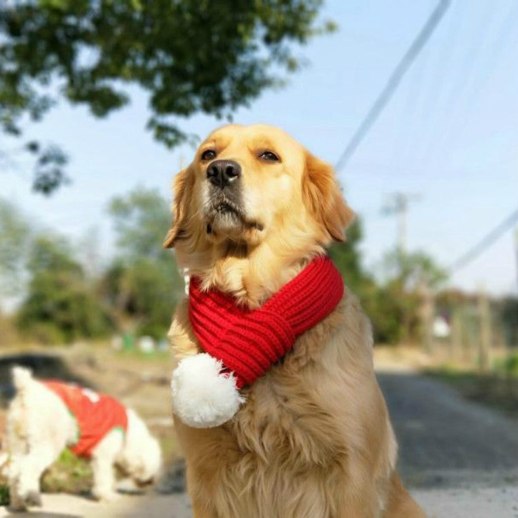Pet Christmas Wool Scarf Medium & Large Dog Saliva Towel, Size: S