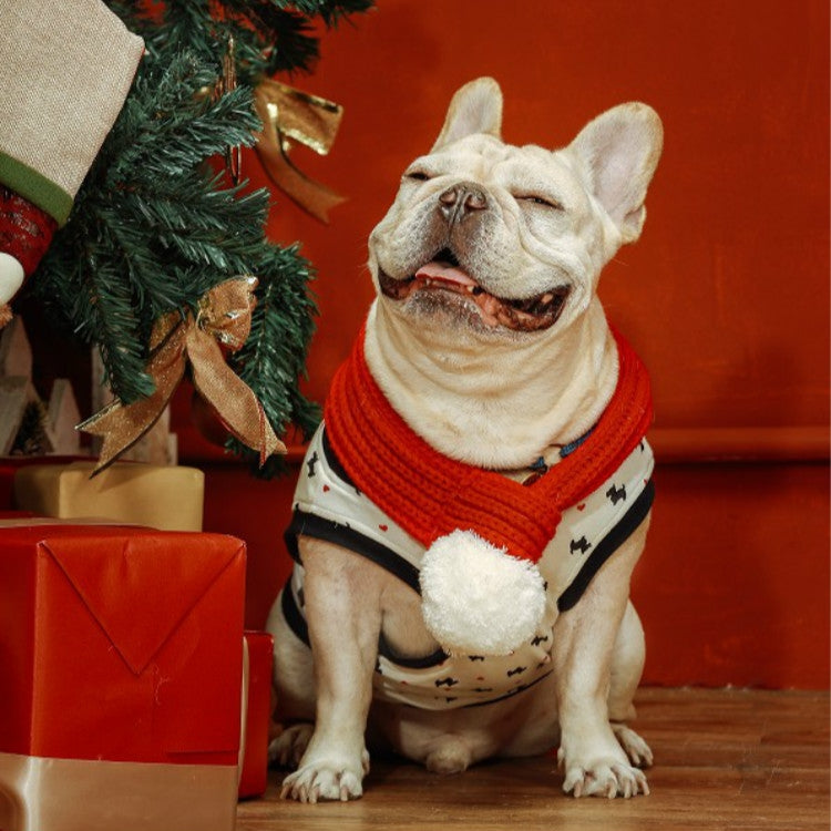 Pet Christmas Wool Scarf Medium & Large Dog Saliva Towel, Size: S