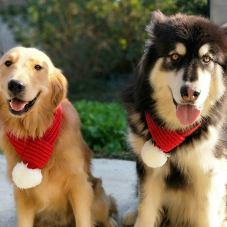 Pet Christmas Wool Scarf Medium & Large Dog Saliva Towel, Size: M