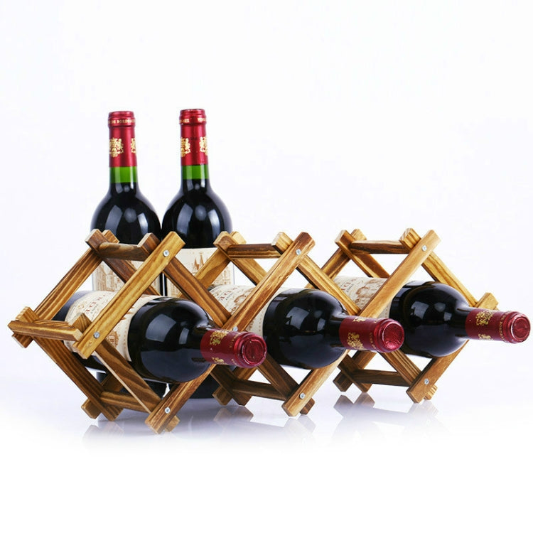 2 PCS Solid Wood Wine Rack Decoration Folding Home Living Room Wine Bottle Display Rack, Number of layers (specifications): 5-bottle