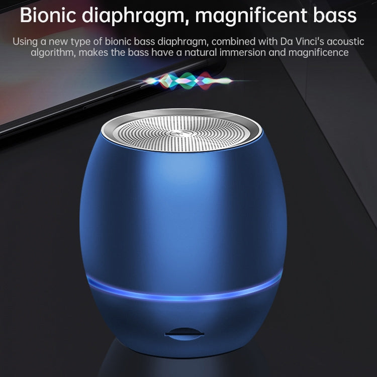 C2 Metal Bluetooth Speaker Phone Wireless Mini Portable Card Subwoofer Smart Bluetooth Small Speaker, Style:Ordinary Paragraph(Blue)