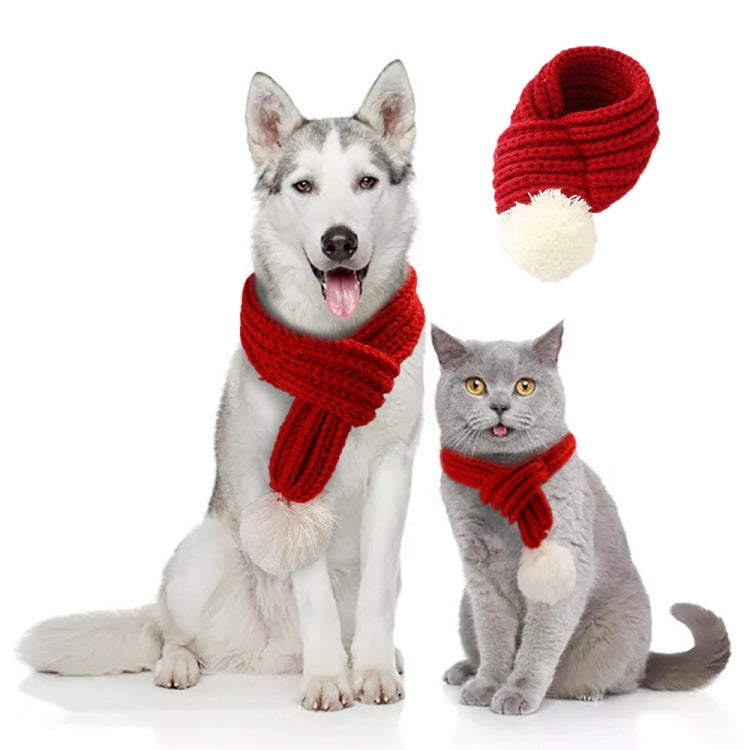 Pet Christmas Scarf Holiday Cross-dressing Cotton Wool Scarf, Size: L