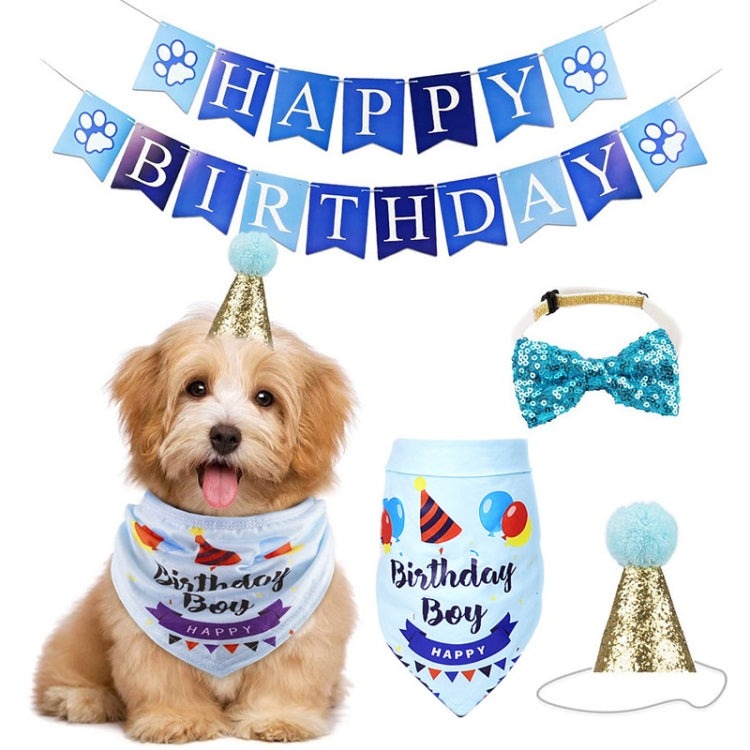 Pet Birthday Party Dog Pull Flag Triangle Scarf Cake Hat Holiday Dress Up Set, Size: One Size