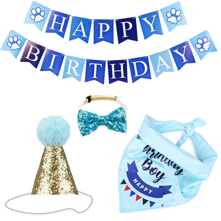 Pet Birthday Party Dog Pull Flag Triangle Scarf Cake Hat Holiday Dress Up Set, Size: One Size