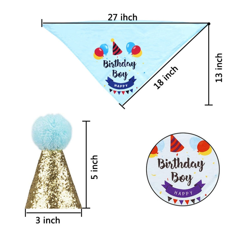 Pet Birthday Party Dog Pull Flag Triangle Scarf Cake Hat Holiday Dress Up Set, Size: One Size