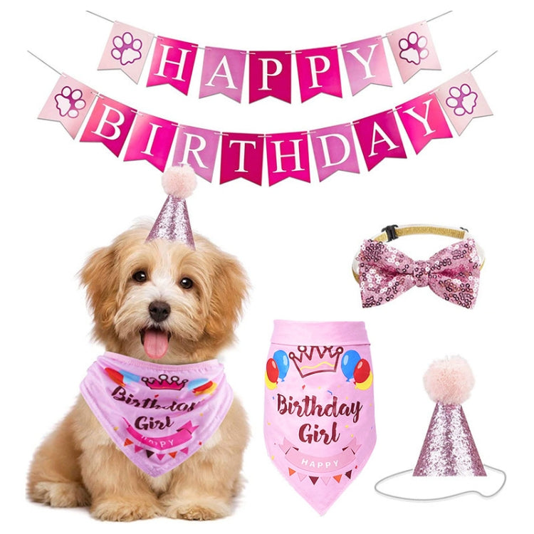 Pet Birthday Party Dog Pull Flag Triangle Scarf Cake Hat Holiday Dress Up Set, Size: One Size