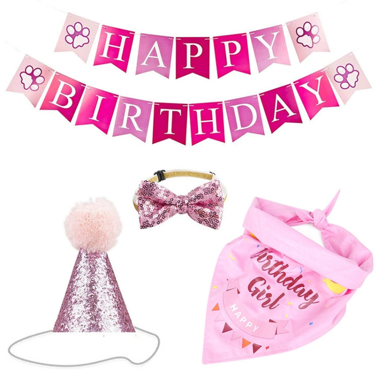 Pet Birthday Party Dog Pull Flag Triangle Scarf Cake Hat Holiday Dress Up Set, Size: One Size