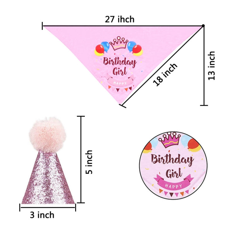 Pet Birthday Party Dog Pull Flag Triangle Scarf Cake Hat Holiday Dress Up Set, Size: One Size
