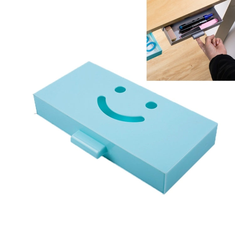 Hidden Drawer Storage Box Office Desk Bottom Paste Large Capacity Pen Case(Light Blue)