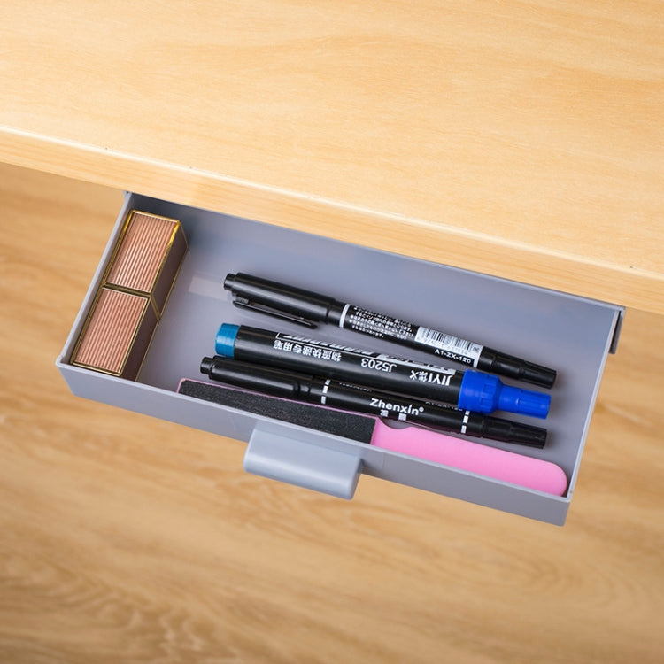 Hidden Drawer Storage Box Office Desk Bottom Paste Large Capacity Pen Case(Light Blue)