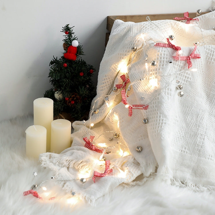 2m 20LEDs Christmas String Lights Christmas Bells Ball Decoration Lamp, Style: Lattice Bowknot Bell