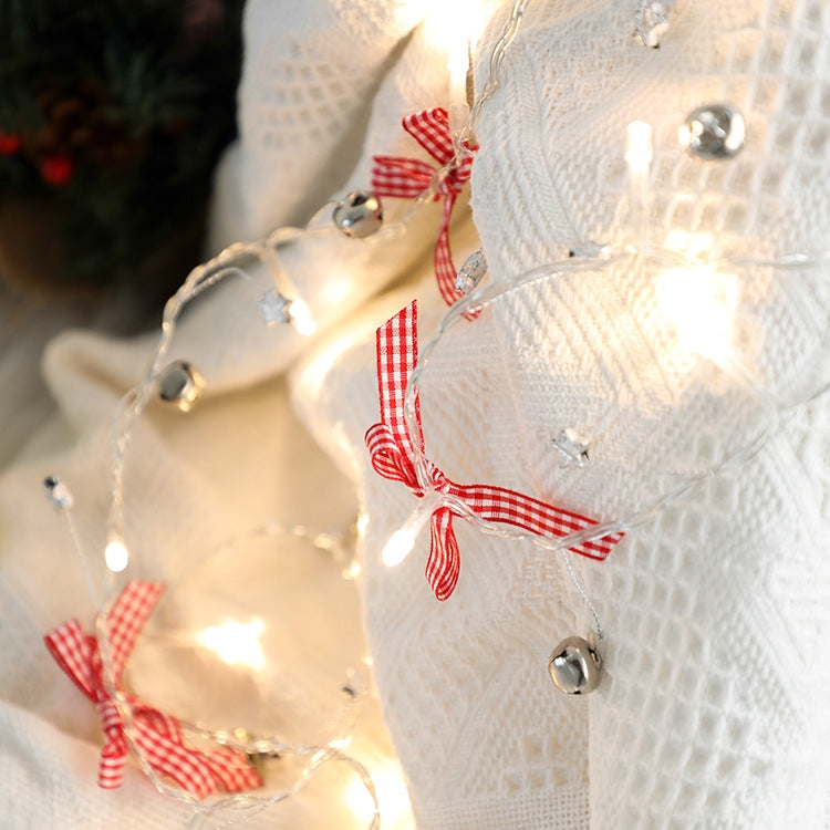 2m 20LEDs Christmas String Lights Christmas Bells Ball Decoration Lamp, Style: Lattice Bowknot Bell