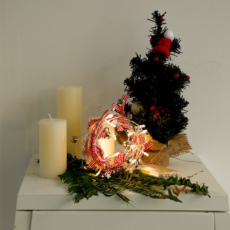 2m 20LEDs Christmas String Lights Christmas Bells Ball Decoration Lamp, Style: Lattice Bowknot Bell