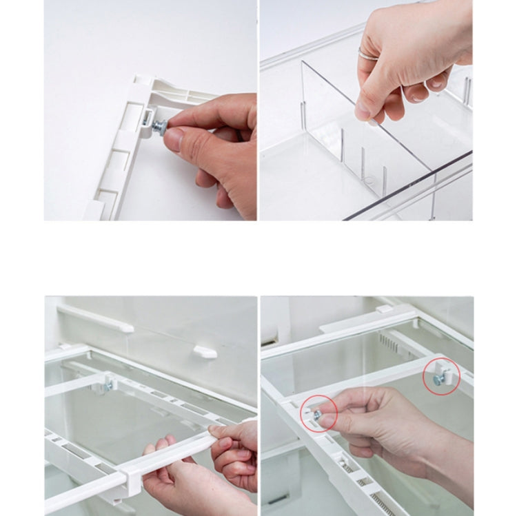 Transparent Hanging & Pull-out Refrigerator Sorting Fresh-keeping Box For Fruits Vegetables & Eggs With Separate Classification Box, Specification: 4 Grids