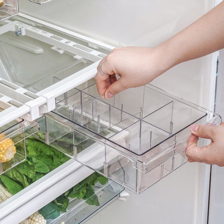 Transparent Hanging & Pull-out Refrigerator Sorting Fresh-keeping Box For Fruits Vegetables & Eggs With Separate Classification Box, Specification: 4 Grids