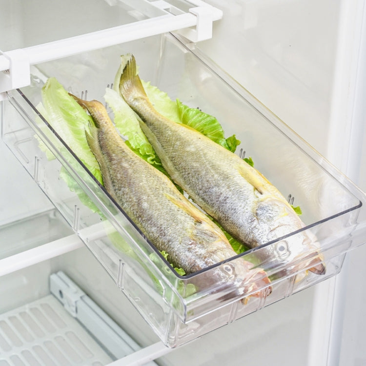 Transparent Hanging & Pull-out Refrigerator Sorting Fresh-keeping Box For Fruits Vegetables & Eggs With Separate Classification Box, Specification: 4 Grids