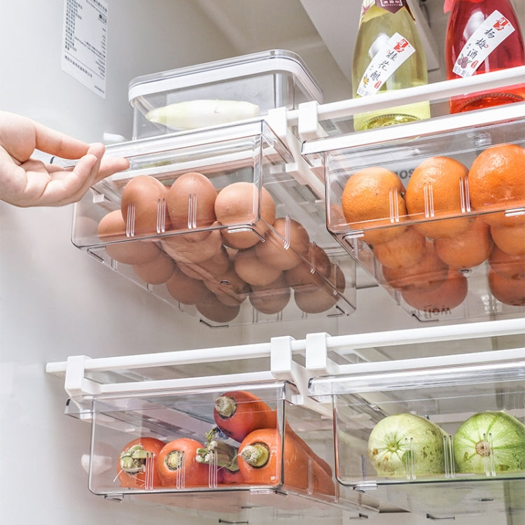 Transparent Hanging & Pull-out Refrigerator Sorting Fresh-keeping Box For Fruits Vegetables & Eggs With Separate Classification Box, Specification: 4 Grids