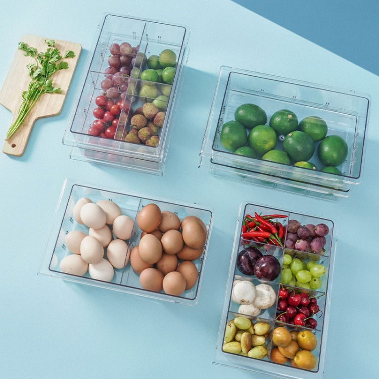 Transparent Hanging & Pull-out Refrigerator Sorting Fresh-keeping Box For Fruits Vegetables & Eggs With Separate Classification Box, Specification: 4 Grids