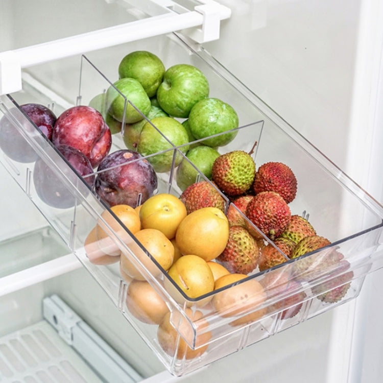 Transparent Hanging & Pull-out Refrigerator Sorting Fresh-keeping Box For Fruits Vegetables & Eggs With Separate Classification Box, Specification: 4 Grids
