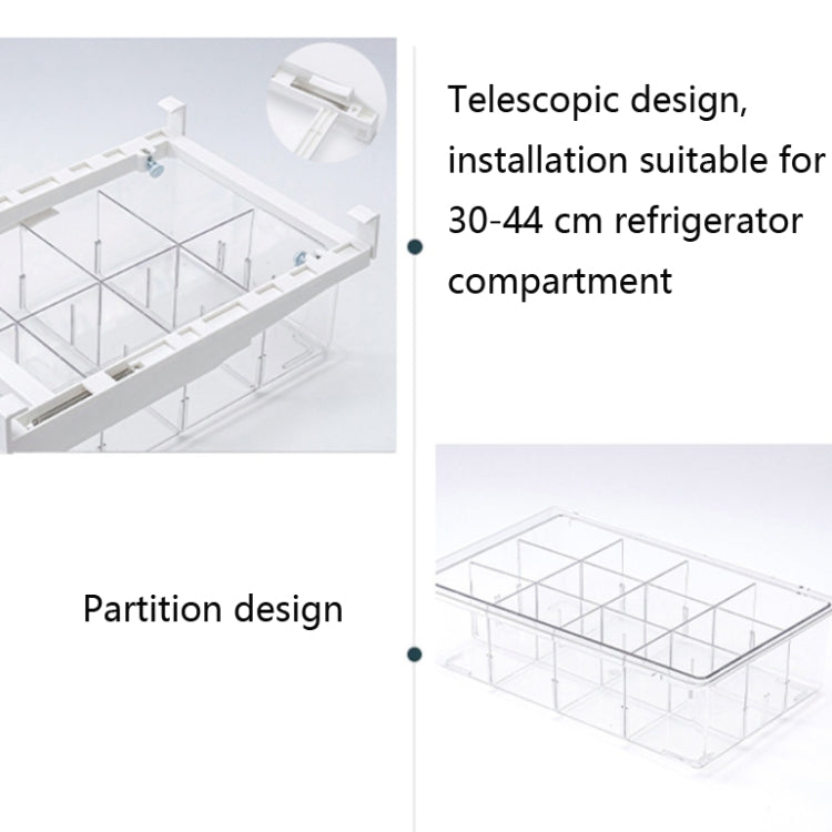 Transparent Hanging & Pull-out Refrigerator Sorting Fresh-keeping Box For Fruits Vegetables & Eggs With Separate Classification Box, Specification: 4 Grids