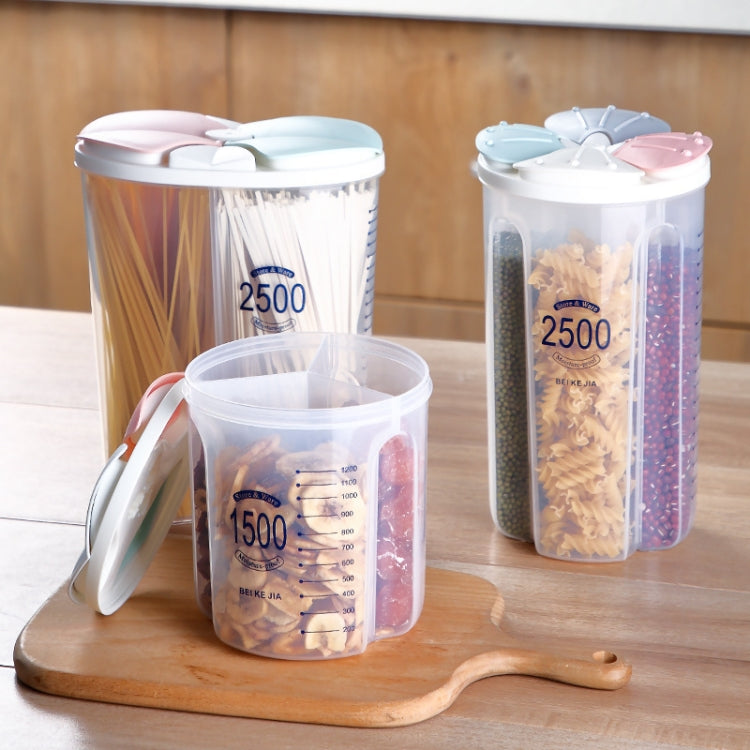 2 PCS Kitchen Petals Moisture-proof Storage Cans Plastic Compartment Sealed Food Cans, Capacity:4 Grids