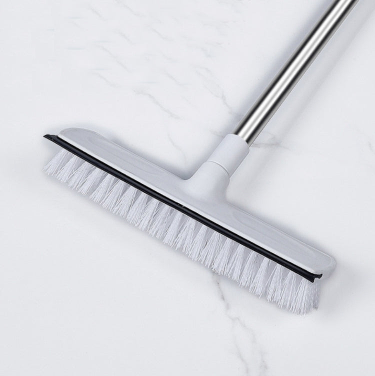 Retractable Floor Brush Bathroom Cleaning & Wiping Dual Purpose Brush Long-handled Bristle Floor Brush, Size:1M(White)