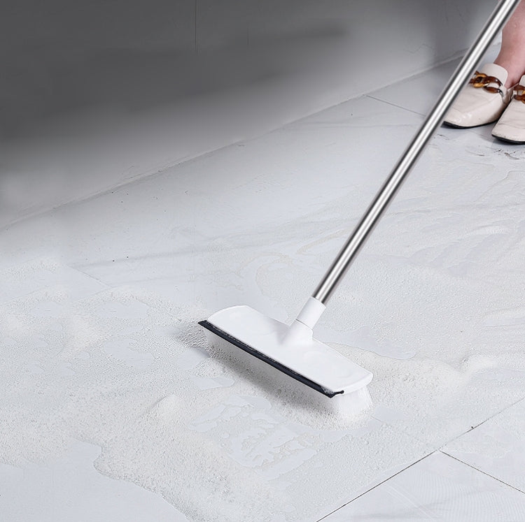 Retractable Floor Brush Bathroom Cleaning & Wiping Dual Purpose Brush Long-handled Bristle Floor Brush, Size:1M(White)