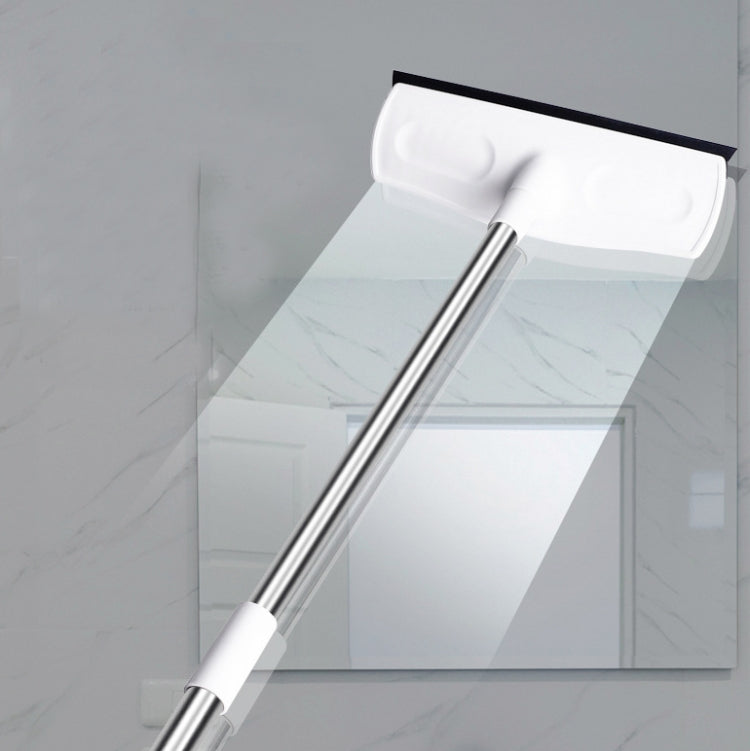 Retractable Floor Brush Bathroom Cleaning & Wiping Dual Purpose Brush Long-handled Bristle Floor Brush, Size:1M(White)