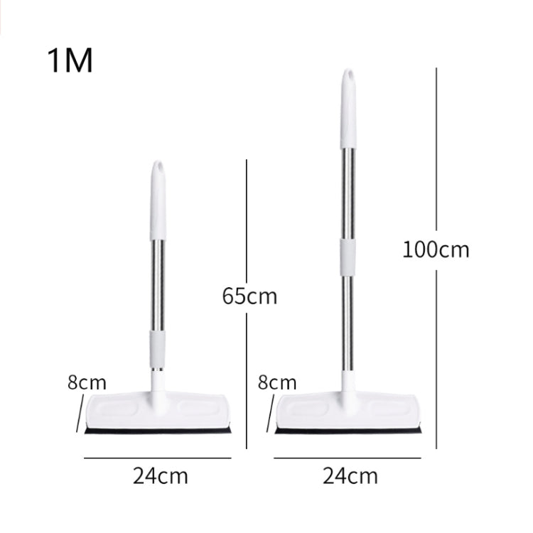 Retractable Floor Brush Bathroom Cleaning & Wiping Dual Purpose Brush Long-handled Bristle Floor Brush, Size:1M(White)
