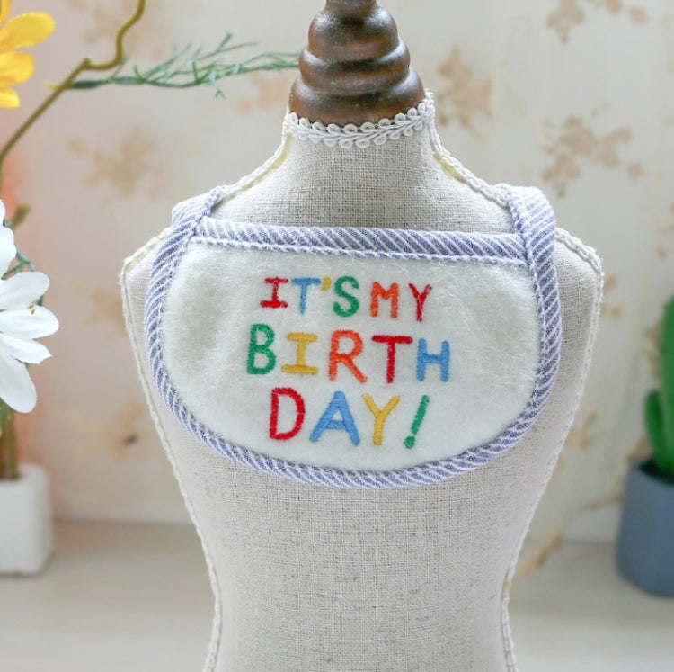 3 PCS Pet Saliva Towel Birthday Bib Embroidered Triangle Scarf Small Dog Collar, Size: Large
