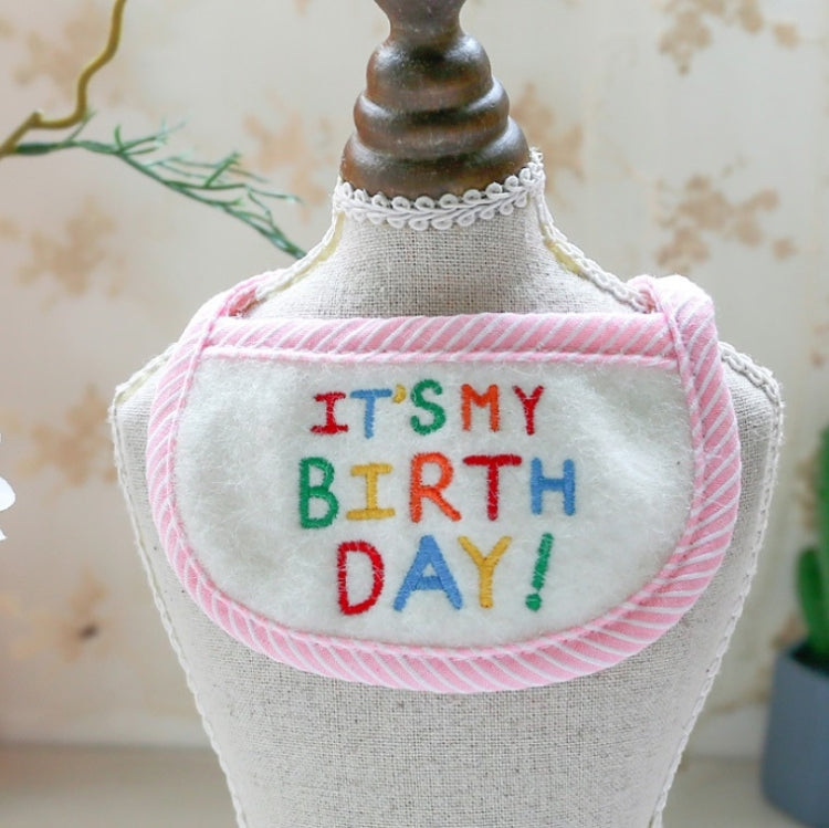 3 PCS Pet Saliva Towel Birthday Bib Embroidered Triangle Scarf Small Dog Collar, Size: Large