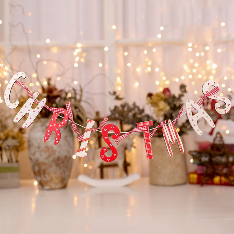 2 PCS Christmas Decoration Supplies Scene Atmosphere Layout Wooden DIY Flag Hanging Pendant, Size:S
