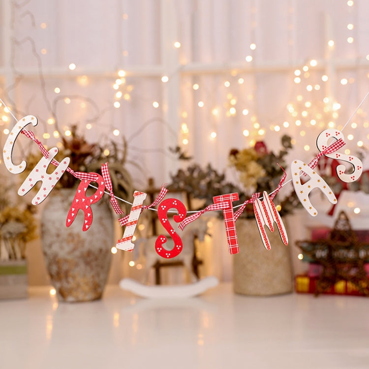 2 PCS Christmas Decoration Supplies Scene Atmosphere Layout Wooden DIY Flag Hanging Pendant, Size:S