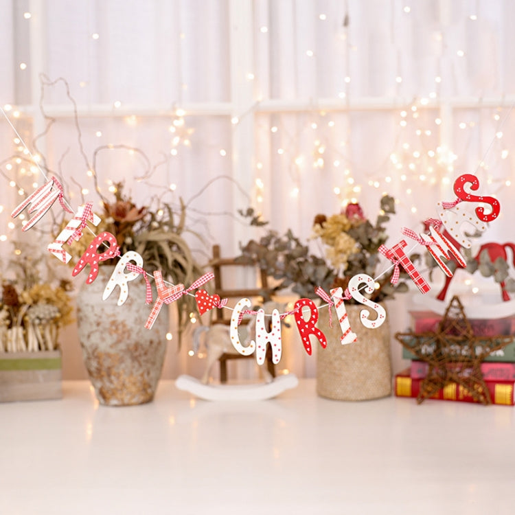 2 PCS Christmas Decoration Supplies Scene Atmosphere Layout Wooden DIY Flag Hanging Pendant, Size:L