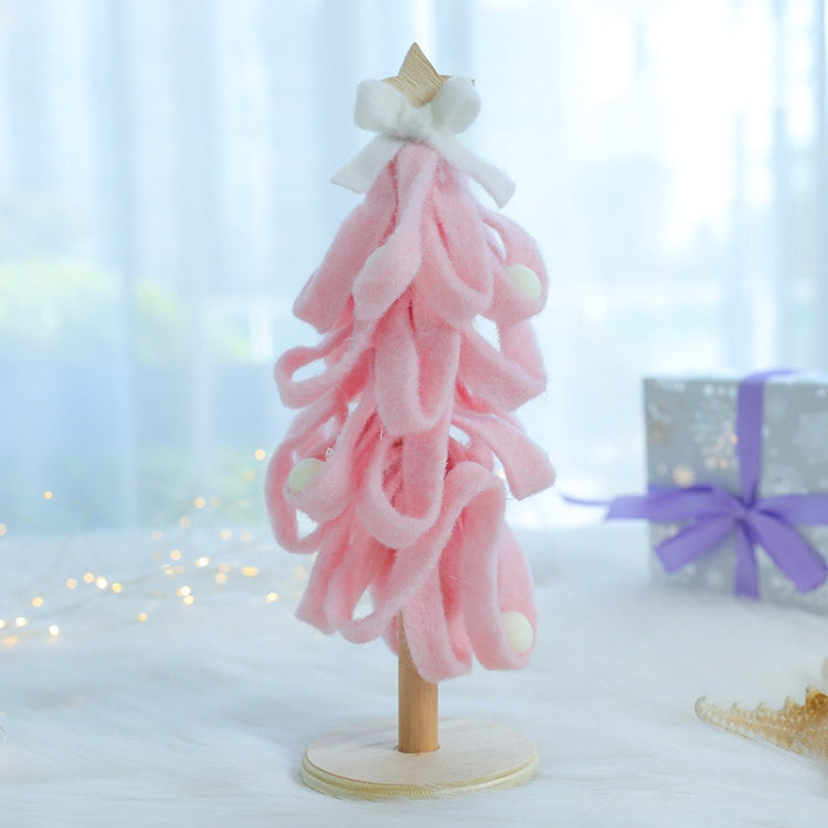 Wool Felt Christmas Tree Desktop Christmas Decoration Photo Props(Pink)
