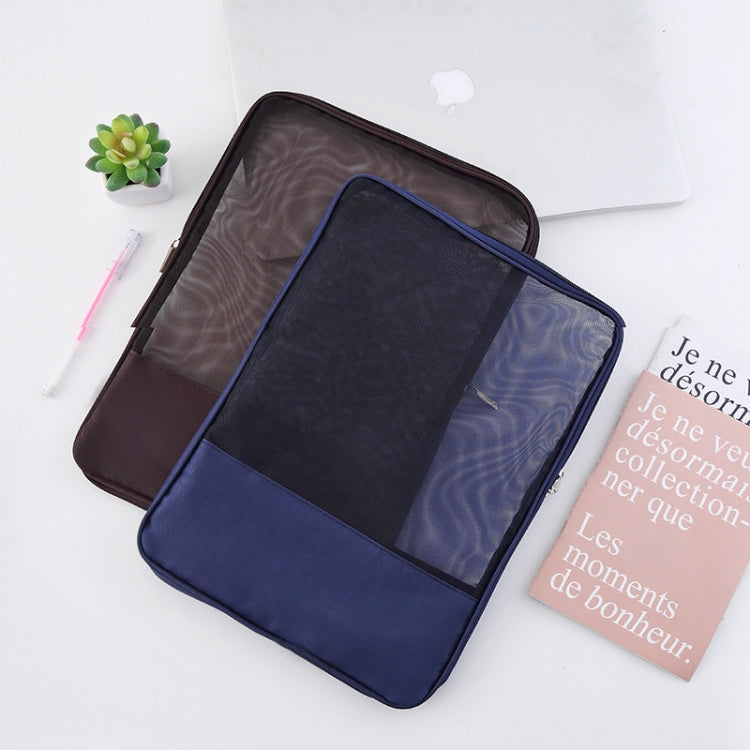 6 PCS Translucent Mesh Zipper File Bag Special Stationery Storage Bag For Student Exams Random Colour