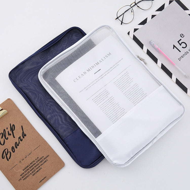 6 PCS Translucent Mesh Zipper File Bag Special Stationery Storage Bag For Student Exams Random Colour