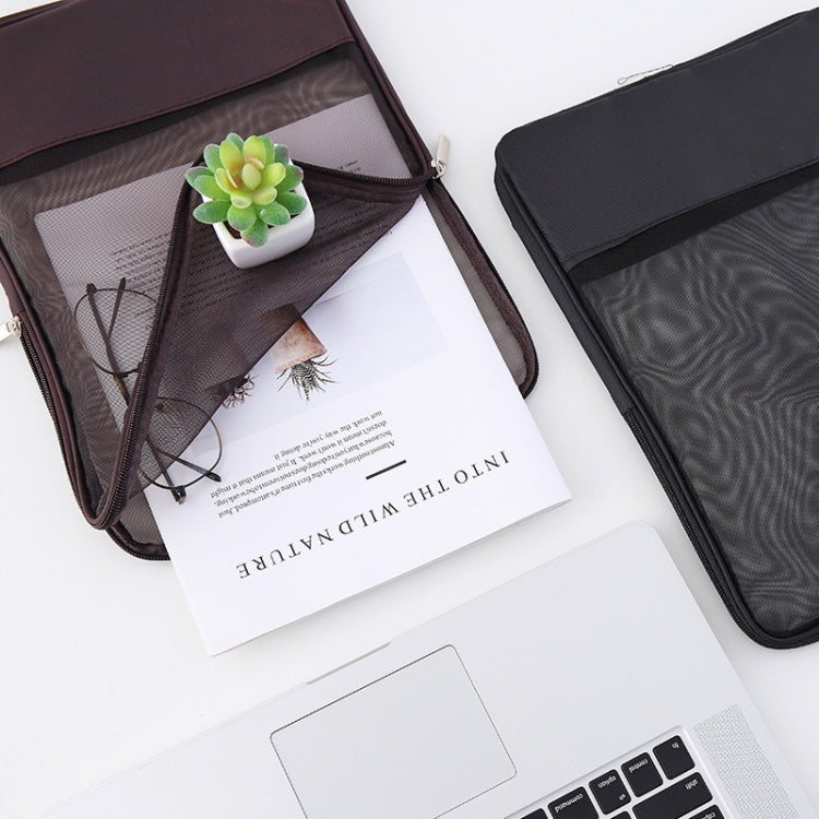 6 PCS Translucent Mesh Zipper File Bag Special Stationery Storage Bag For Student Exams Random Colour