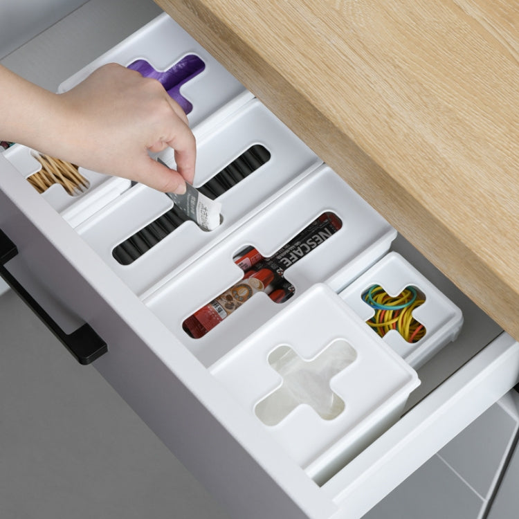 5 PCS Combinable Drawer With Lid Sorting Cross Window Desktop Sundries Storage Box, Colour: Large Rectangle