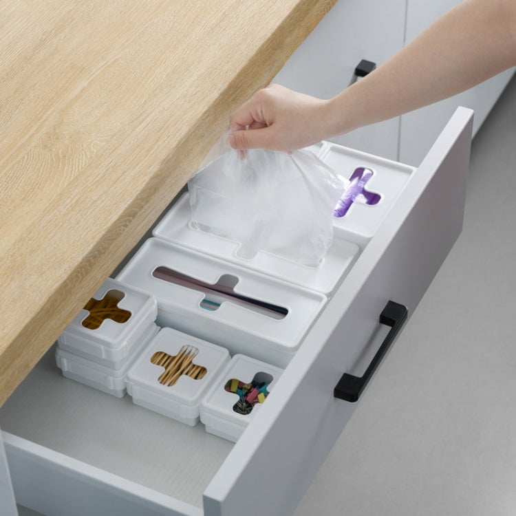 5 PCS Combinable Drawer With Lid Sorting Cross Window Desktop Sundries Storage Box, Colour: Large Rectangle