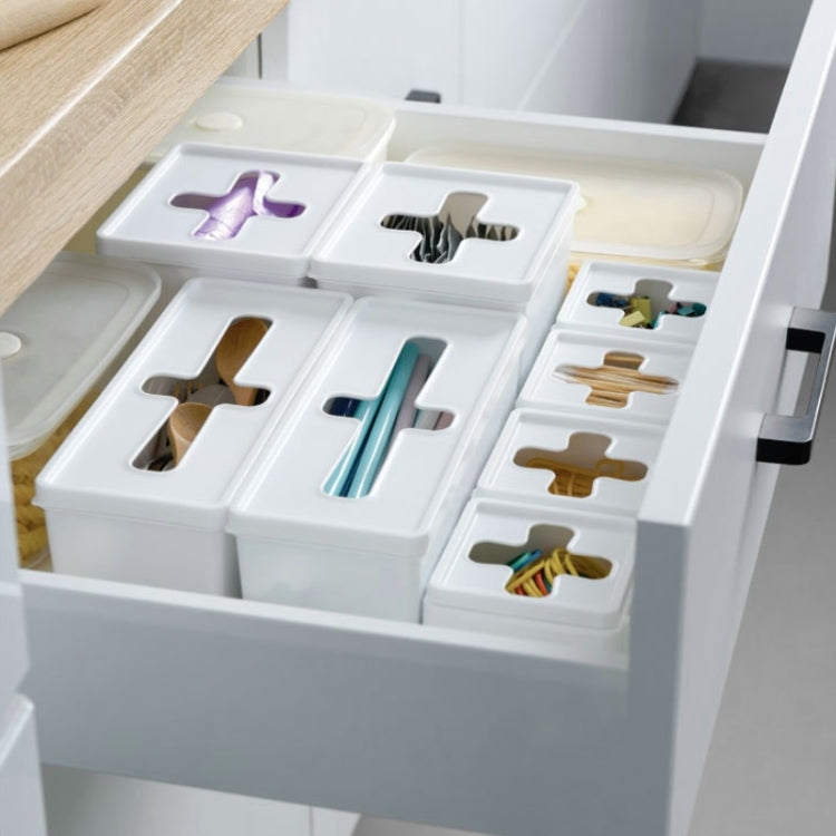 5 PCS Combinable Drawer With Lid Sorting Cross Window Desktop Sundries Storage Box, Colour: Large Rectangle