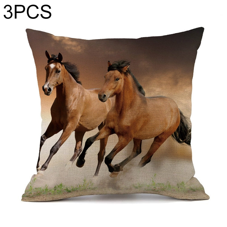 3 PCS Digital Printing Multi-horse Galloping Pillow Cushion Pillowcase