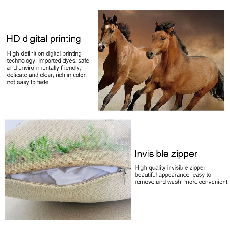 3 PCS Digital Printing Multi-horse Galloping Pillow Cushion Pillowcase