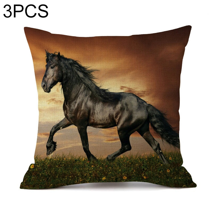 3 PCS Digital Printing Multi-horse Galloping Pillow Cushion Pillowcase