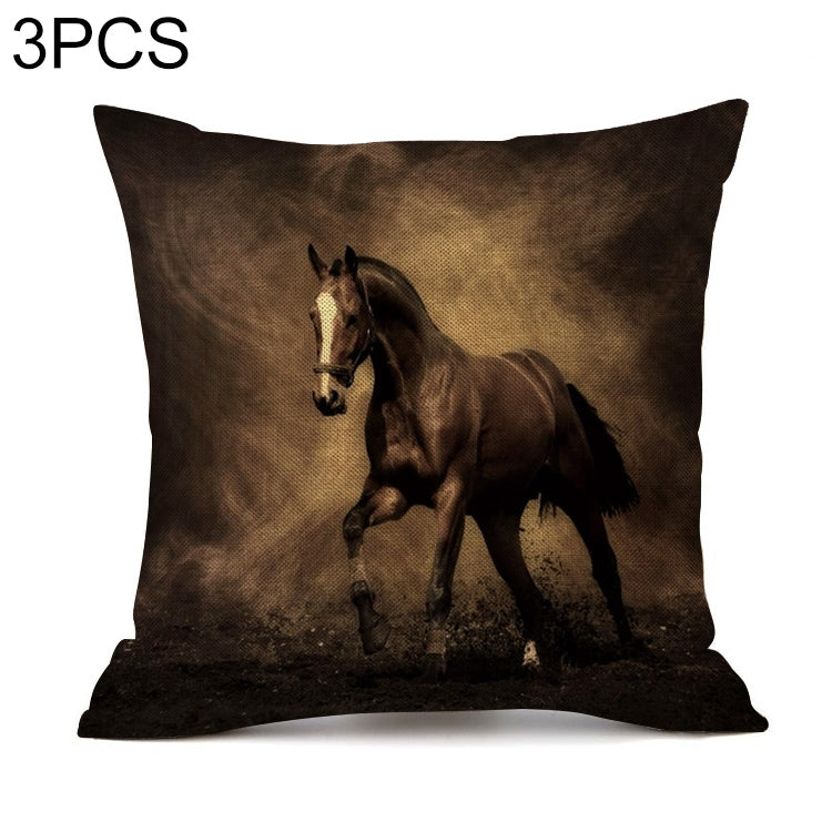3 PCS Digital Printing Multi-horse Galloping Pillow Cushion Pillowcase