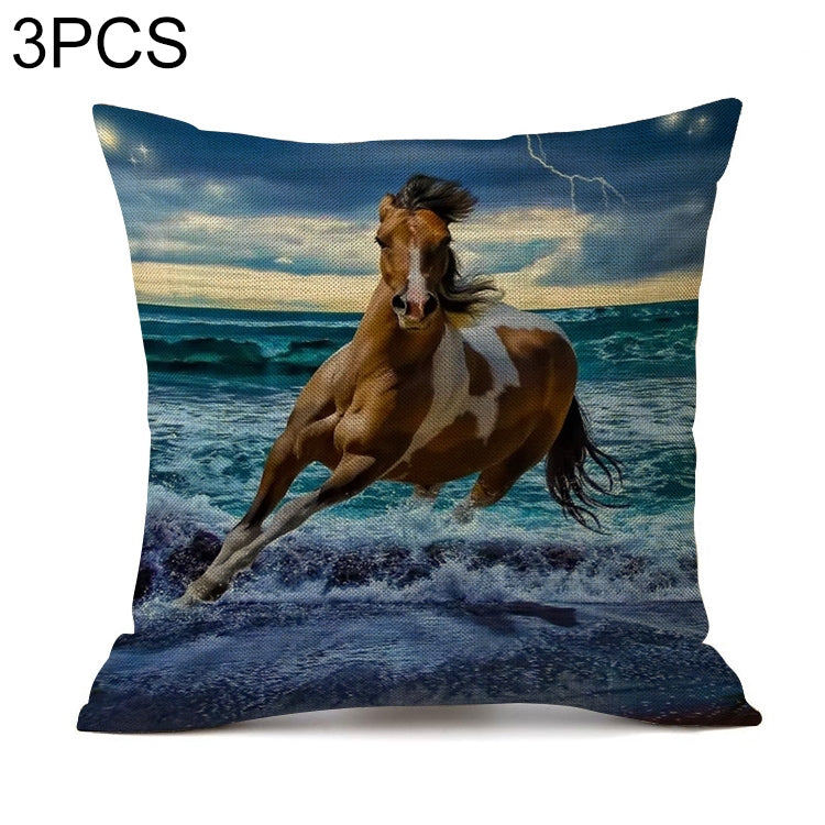 3 PCS Digital Printing Multi-horse Galloping Pillow Cushion Pillowcase